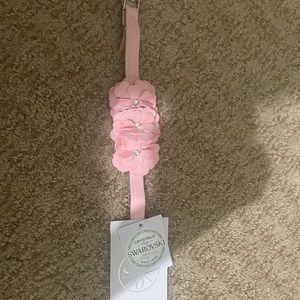 Light pink Swarovski flower dog collar size S